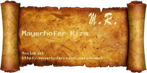 Mayerhofer Riza névjegykártya